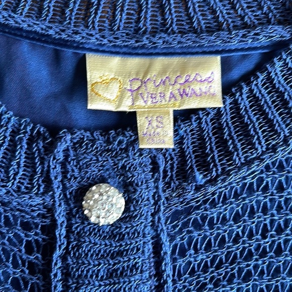 𝅺PRINCESS VERA WANG navy blue cardigan XS - Picture 4 of 7